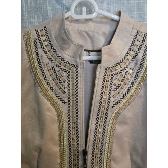 Women's Tanjay Beige Embellished Jacket Size 10 - Picture 4 of 9